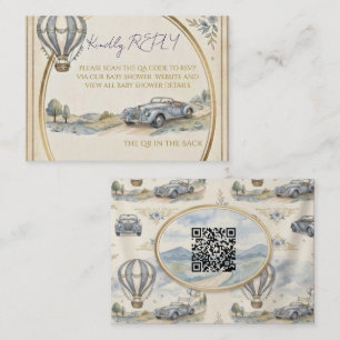 Vintage Hot Air Balloon Baby Shower QR Code RSVP Card