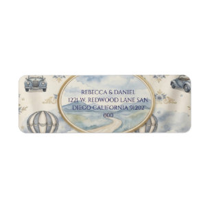 Vintage Hot Air Balloon Baby Shower Return Address