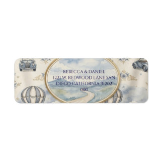 Vintage Hot Air Balloon Baby Shower Return Address