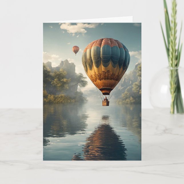 Vintage Hot Air Balloon Birthday Card (Front)