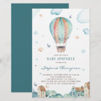 Vintage Hot Air Balloon Boy Baby Sprinkle Invite
