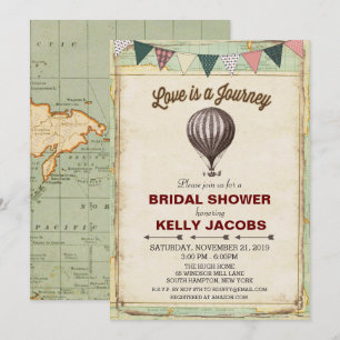 Vintage Hot Air Balloon Bridal Shower Invitation
