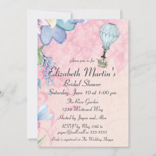 Vintage Hot Air Balloon Bridal Shower Invitation