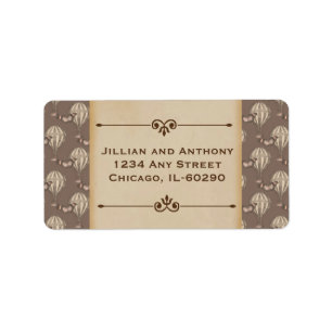 Vintage Hot Air Balloon Brown Address label