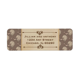 Vintage Hot Air Balloon Brown Return Address Label