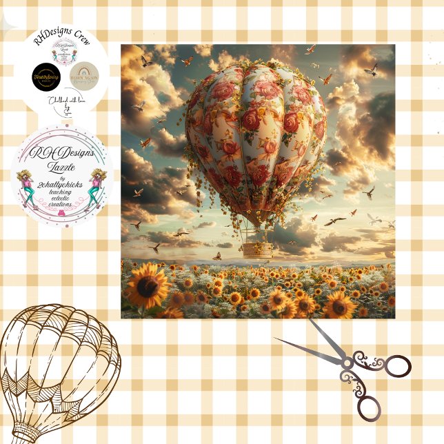 VIntage Hot Air Balloon Decoupage Tissue Paper (Creator Uploaded)