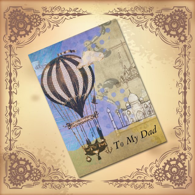 Vintage Hot Air Balloon Father's Day Collage Card (Creator Uploaded)
