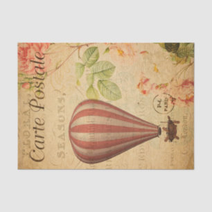 Vintage Hot air balloon flying machine French Tissue Paper