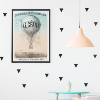 Vintage Hot Air Balloon French Travel Poster