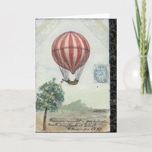 Vintage Hot Air Balloon Greeting Card