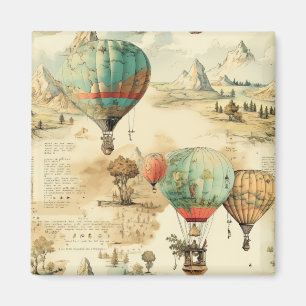 Vintage Hot Air Balloon in a Serene Landscape (10) Magnet