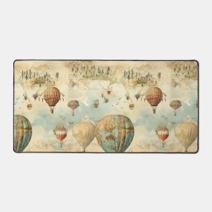 Vintage Hot Air Balloon in a Serene Landscape (11) Desk Mat