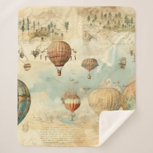 Vintage Hot Air Balloon in a Serene Landscape (11) Sherpa Blanket