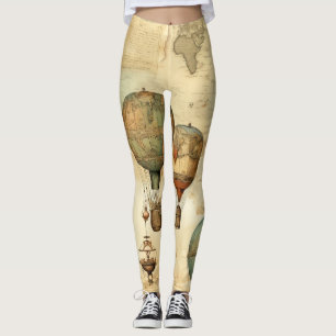Vintage Hot Air Balloon in a Serene Landscape (12) Leggings