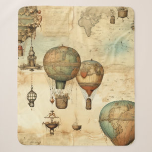 Vintage Hot Air Balloon in a Serene Landscape (12) Sherpa Blanket