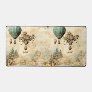 Vintage Hot Air Balloon in a Serene Landscape (1) Desk Mat