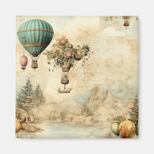 Vintage Hot Air Balloon in a Serene Landscape (1) Magnet