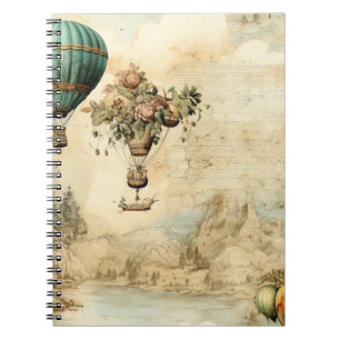 Vintage Hot Air Balloon in a Serene Landscape (1) Notebook