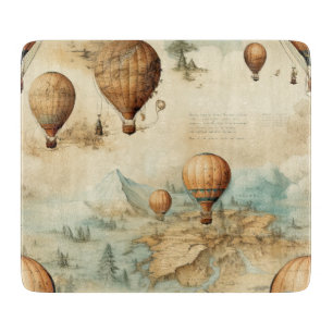 Vintage Hot Air Balloon in a Serene Landscape (2) Cutting Board