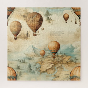 Vintage Hot Air Balloon in a Serene Landscape (2) Jigsaw Puzzle