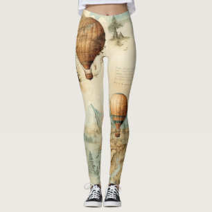 Vintage Hot Air Balloon in a Serene Landscape (2) Leggings