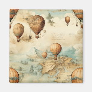 Vintage Hot Air Balloon in a Serene Landscape (2) Magnet