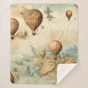 Vintage Hot Air Balloon in a Serene Landscape (2) Sherpa Blanket