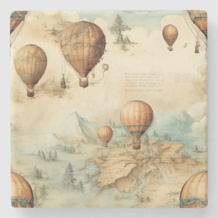 Vintage Hot Air Balloon in a Serene Landscape (2) Stone Coaster