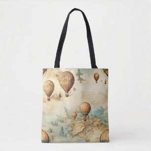 Vintage Hot Air Balloon in a Serene Landscape (2) Tote Bag
