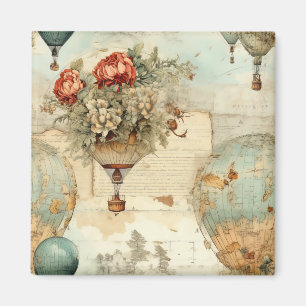Vintage Hot Air Balloon in a Serene Landscape (3) Magnet