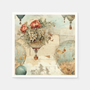Vintage Hot Air Balloon in a Serene Landscape (3) Napkin