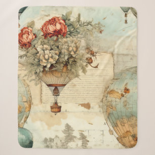 Vintage Hot Air Balloon in a Serene Landscape (3) Sherpa Blanket