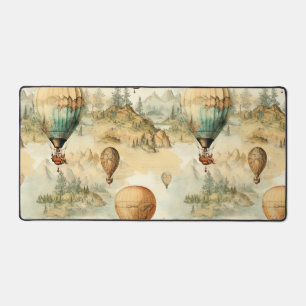 Vintage Hot Air Balloon in a Serene Landscape (4) Desk Mat