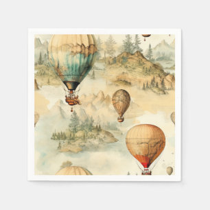 Vintage Hot Air Balloon in a Serene Landscape (4) Napkin