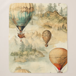 Vintage Hot Air Balloon in a Serene Landscape (4) Sherpa Blanket