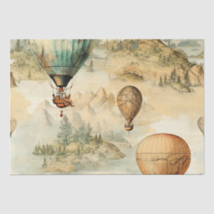 Vintage Hot Air Balloon in a Serene Landscape (4) Tissue Paper