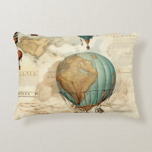 Vintage Hot Air Balloon in a Serene Landscape (5) Decorative Cushion