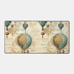 Vintage Hot Air Balloon in a Serene Landscape (5) Desk Mat