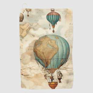 Vintage Hot Air Balloon in a Serene Landscape (5) Golf Towel