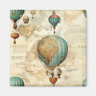 Vintage Hot Air Balloon in a Serene Landscape (5) Magnet