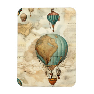 Vintage Hot Air Balloon in a Serene Landscape (5) Magnet