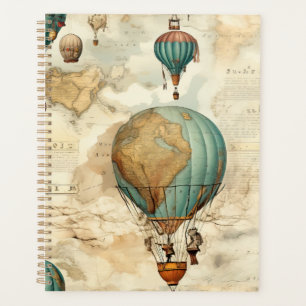 Vintage Hot Air Balloon in a Serene Landscape (5) Planner