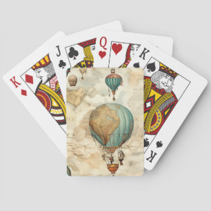 Vintage Hot Air Balloon in a Serene Landscape (5) Playing Cards