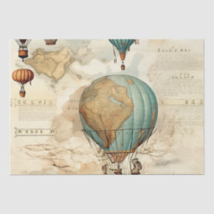 Vintage Hot Air Balloon in a Serene Landscape (5) Tissue Paper