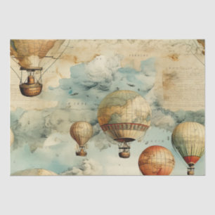 Vintage Hot Air Balloon in a Serene Landscape (6) Tissue Paper