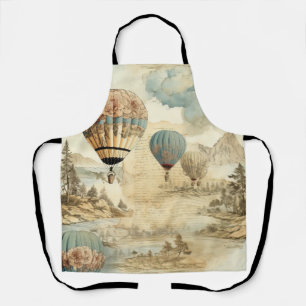 Vintage Hot Air Balloon in a Serene Landscape (7) Apron