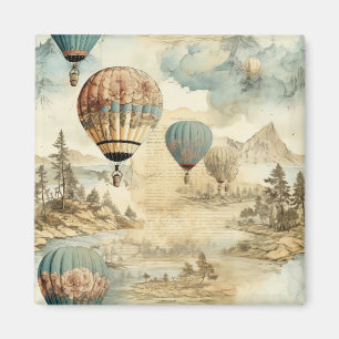 Vintage Hot Air Balloon in a Serene Landscape (7) Magnet