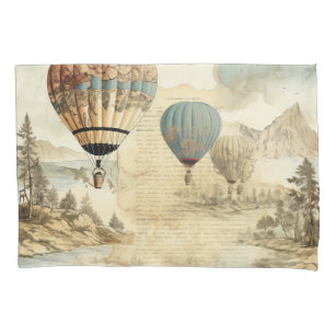 Vintage Hot Air Balloon in a Serene Landscape (7) Pillowcase