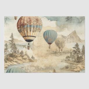 Vintage Hot Air Balloon in a Serene Landscape (7) Tissue Paper