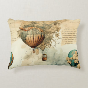 Vintage Hot Air Balloon in a Serene Landscape (8) Decorative Cushion